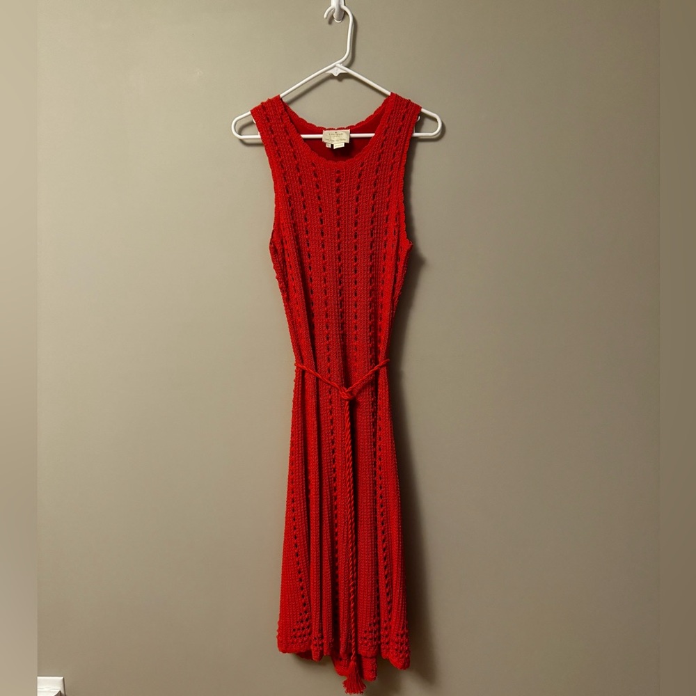 Kate Spade crochet knit dress in coral, sz M